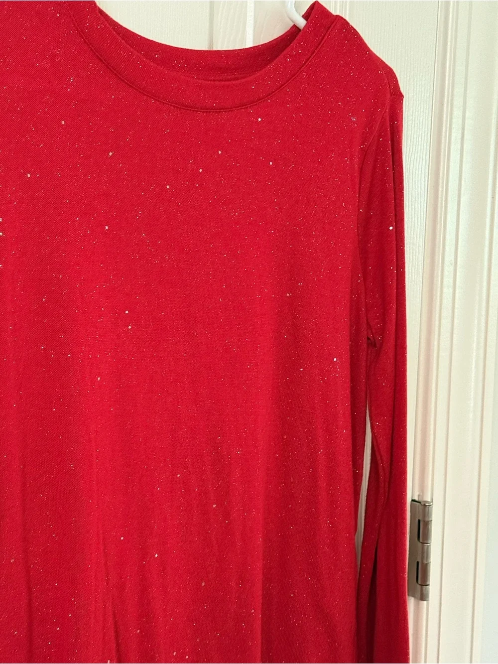 Old Navy Girls XL 14-16 Red Glitter Sparkle Long Sleeve Holiday Top